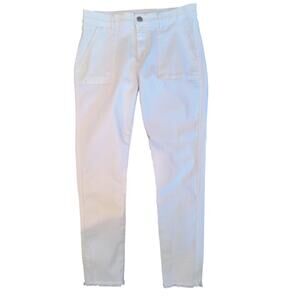 Loft Skinny Crop Jeans Women's Size 4/27 White Stretch Frayed Hi Rise
